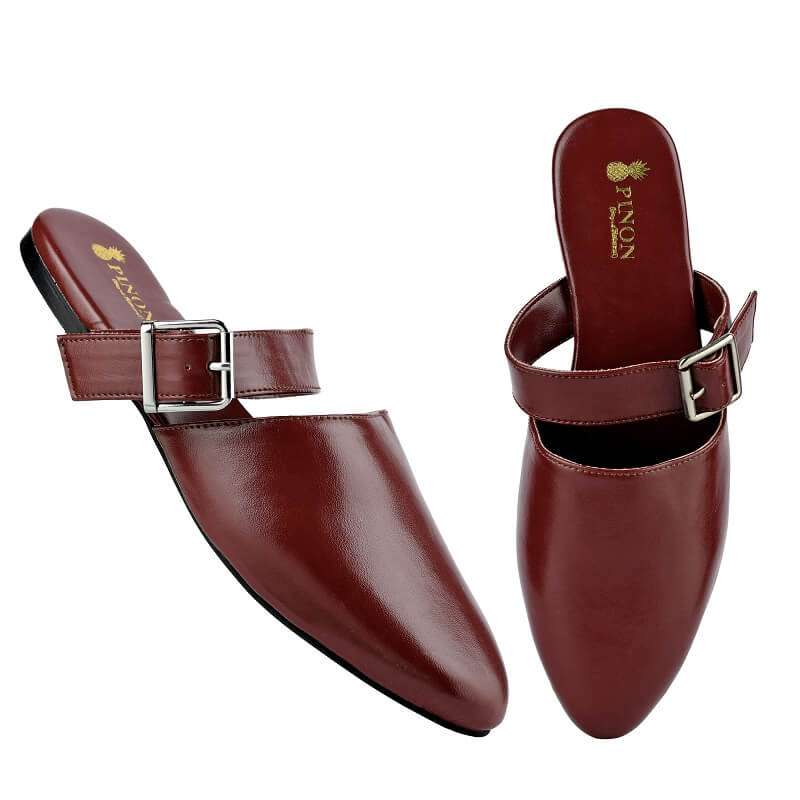 Beautiful Women Maroon Colour Side Cross Mules PINON Beautiful Women Maroon Colour Side Cross Mules PINON