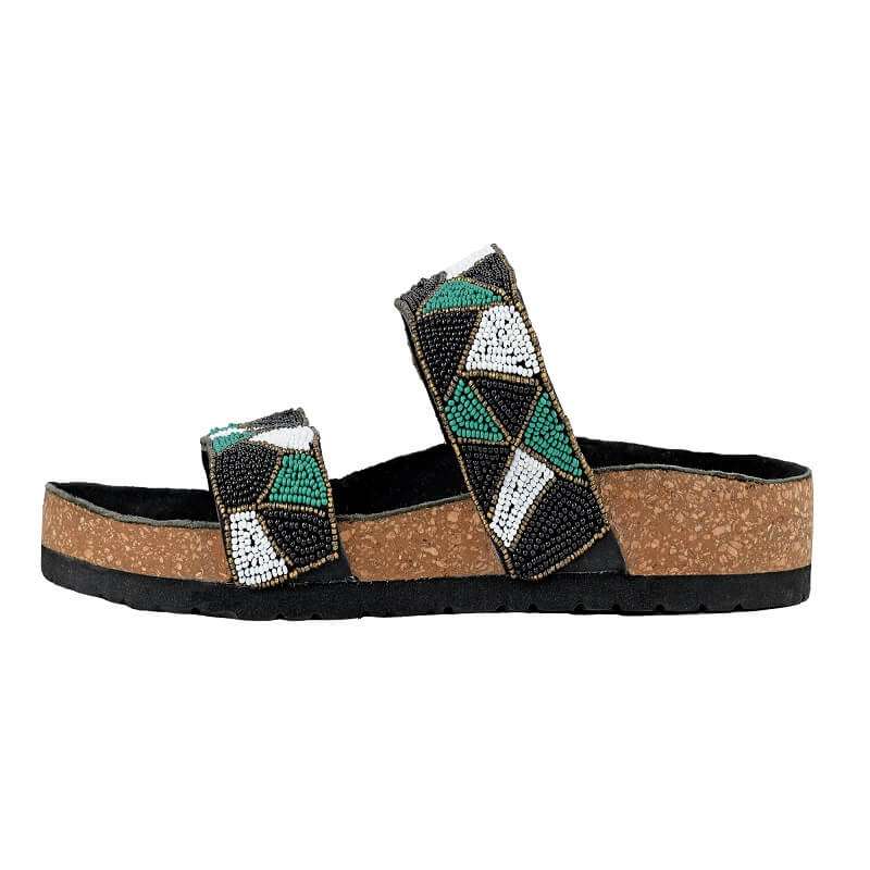 Multi-Colored Cork Sandals Slip-On Sandal (Jungle Green) PINON