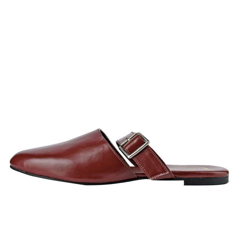 Women Maroon Colour Side Cross Mules Pinapparels Women Maroon Colour Side Cross Mules Pinapparels